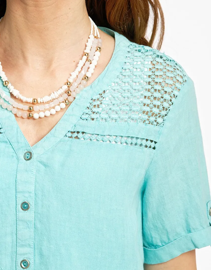 Hot Chemisier vert 100% lin Chemisiers & Blouses|Hauts