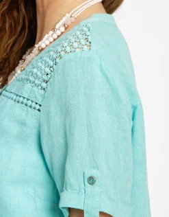 Hot Chemisier vert 100% lin Chemisiers & Blouses|Hauts