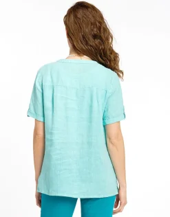 Hot Chemisier vert 100% lin Chemisiers & Blouses|Hauts