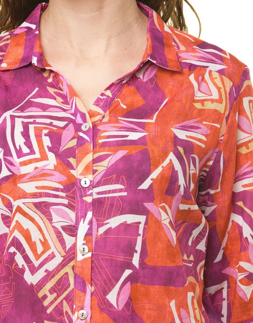 Discount Chemisier violet coton Chemisiers & Blouses|Hauts