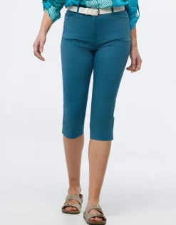 Clearance Corsaire coton émeraude Pantacourts|Pantalons