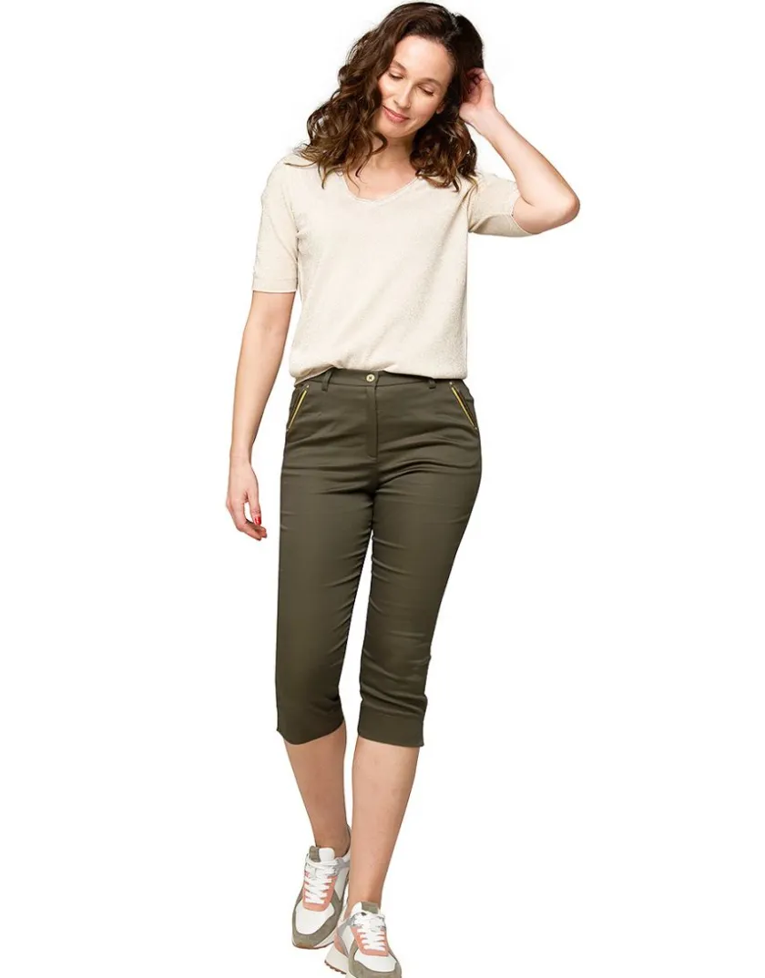Fashion Corsaire coton vert kaki Pantacourts