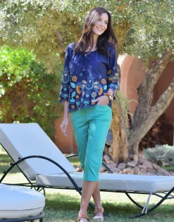 Fashion Corsaire stretch vert Pantacourts