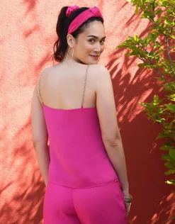 Clearance Débardeur chic satin rose T-shirts|Hauts