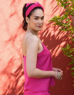 Clearance Débardeur chic satin rose T-shirts|Hauts