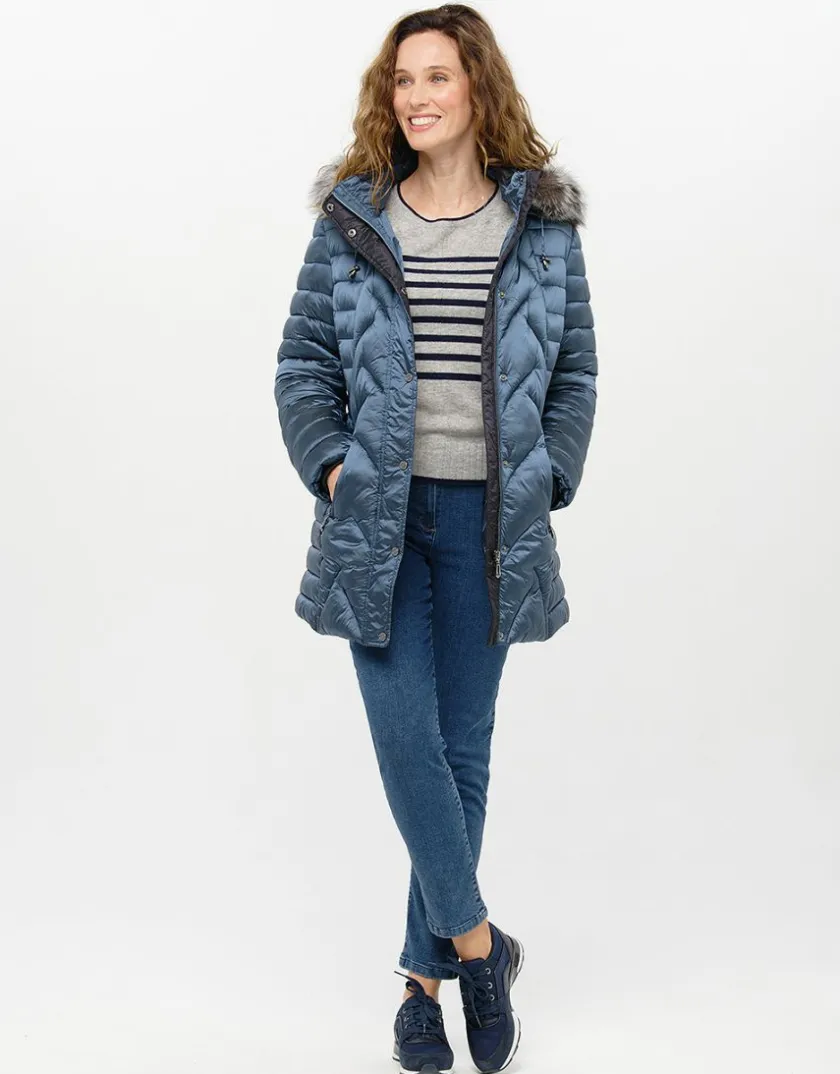 Online Doudoune longue bleu Doudounes|Parkas