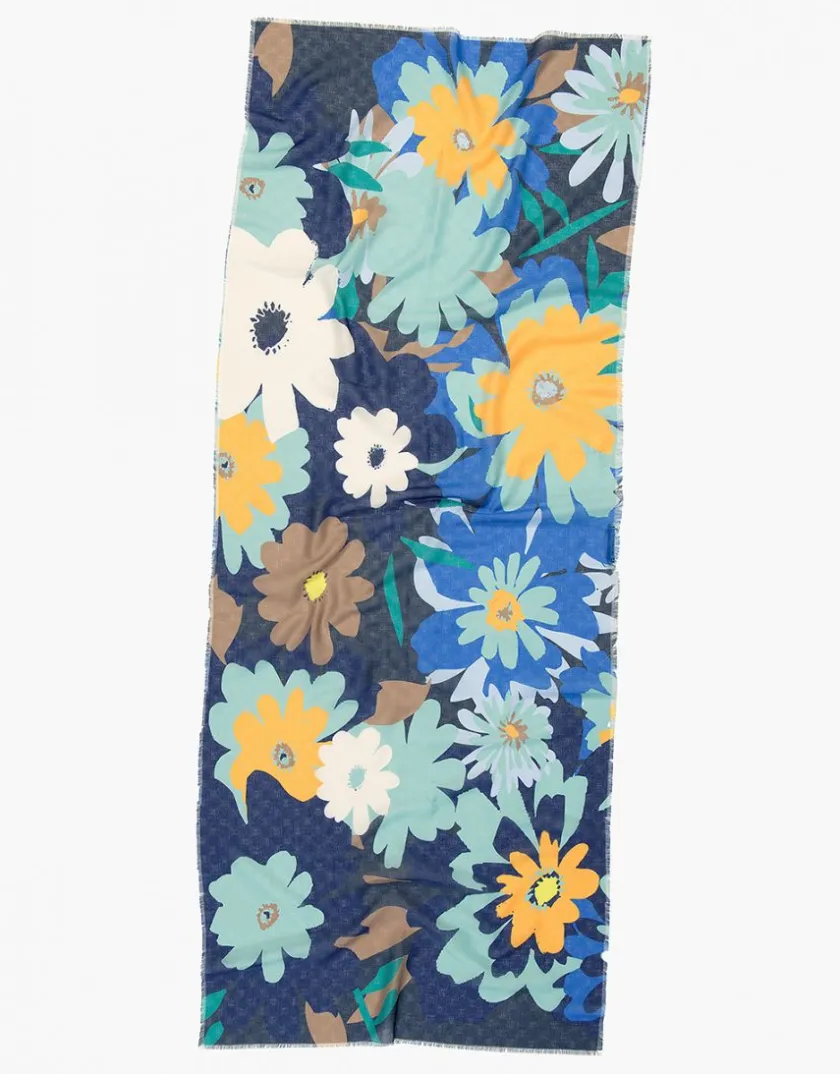 Fashion Foulard bleu fleuri Foulards|Accessoires