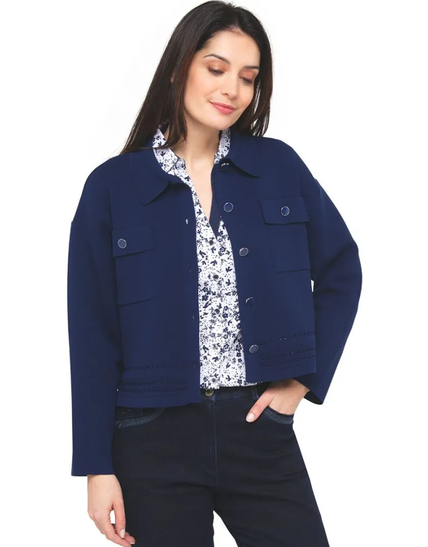 Hot Gilet col chemisier bleu Gilets|Maille