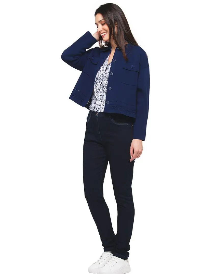 Hot Gilet col chemisier bleu Gilets|Maille