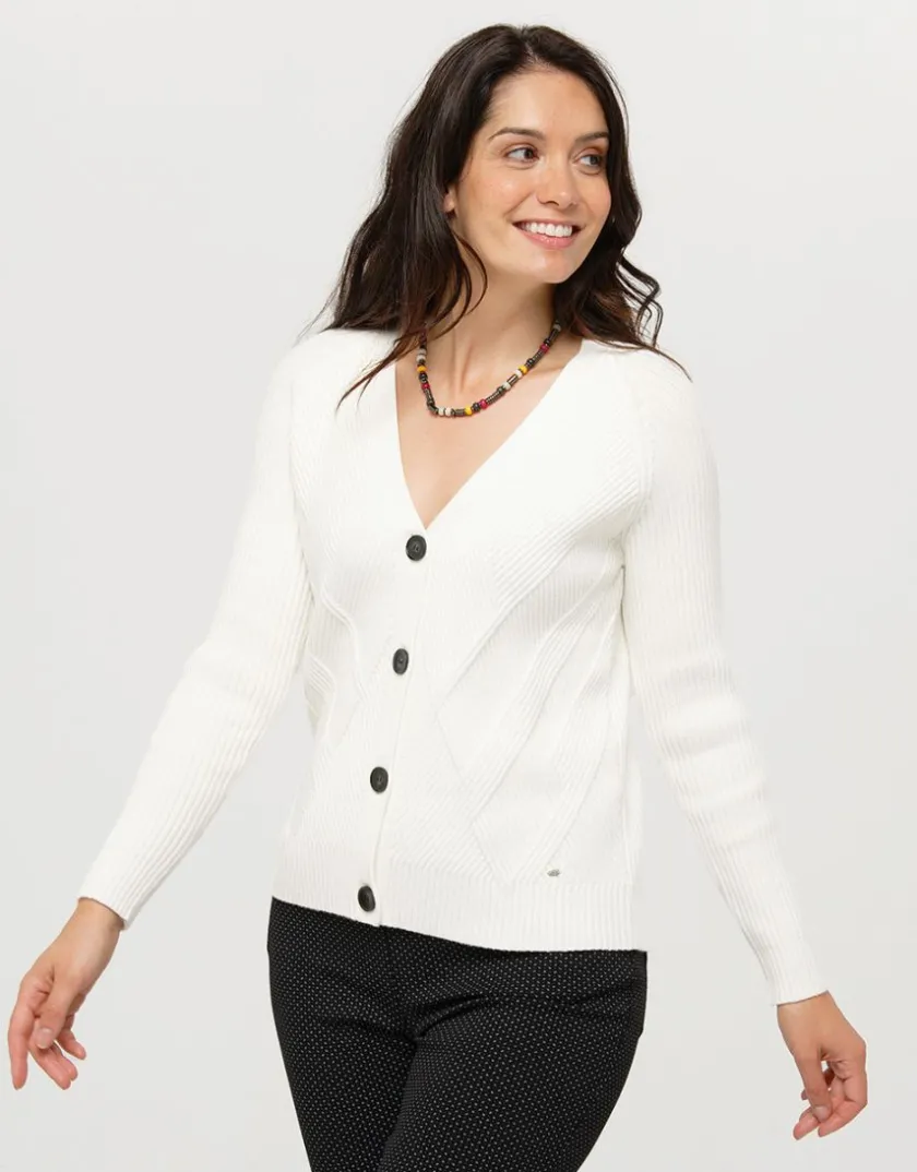 Discount Gilet écru graphique Gilets|Maille