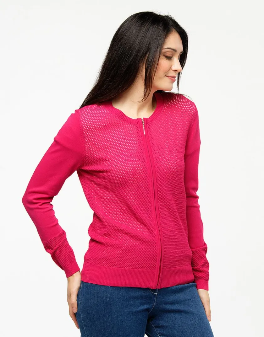 Best Gilet filet fuchsia Gilets|Maille