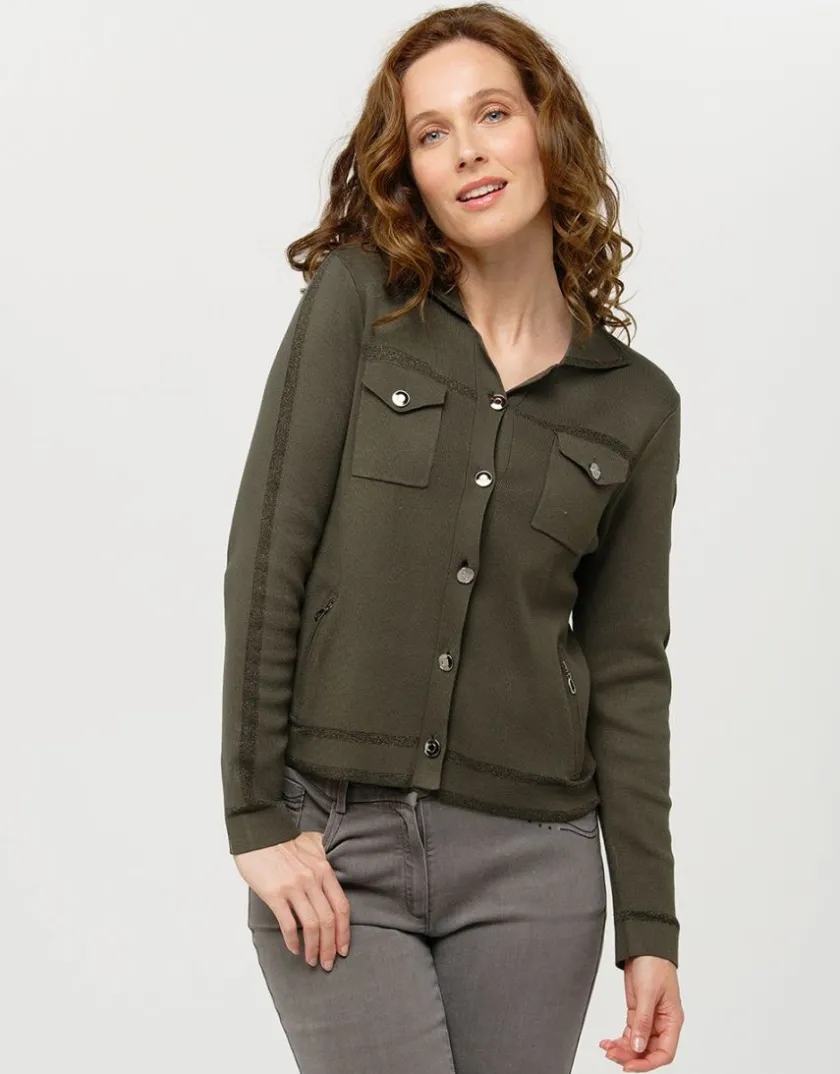 Online Gilet irisé vert kaki Gilets|Maille