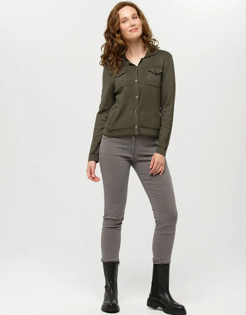 Online Gilet irisé vert kaki Gilets|Maille