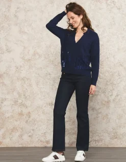 Clearance Gilet loose bleu marine Gilets|Maille