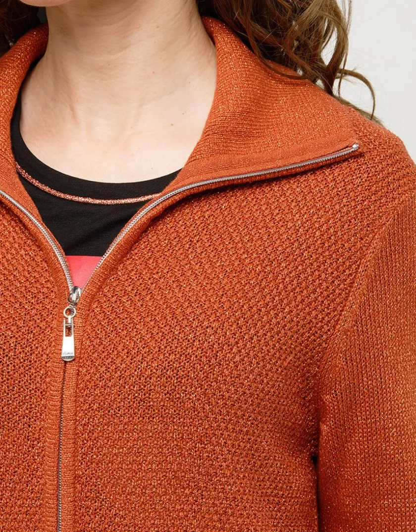 Fashion Gilet maille orange irisé Gilets|Maille