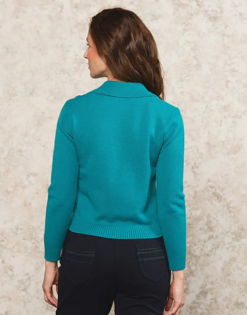 Clearance Gilet maille turquoise Gilets|Maille