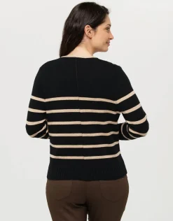Online Gilet rayé noir beige Gilets|Maille