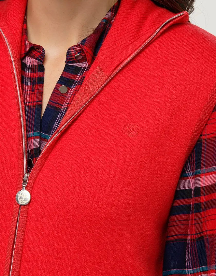 Sale Gilet sans manches rouge Gilets|Maille