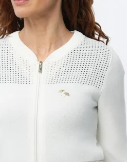Sale Gilet zippé écru Maille|Gilets