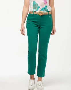 Clearance Jean ajusté coton vert Jeans|Ajustés