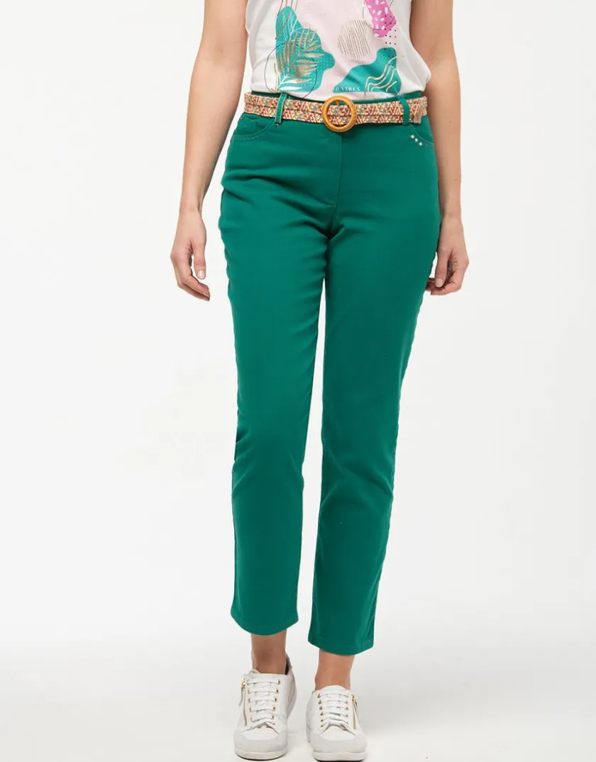 Clearance Jean ajusté coton vert Jeans|Ajustés