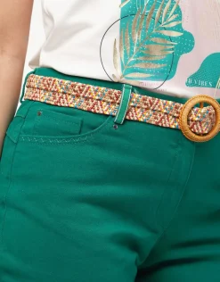Clearance Jean ajusté coton vert Jeans|Ajustés