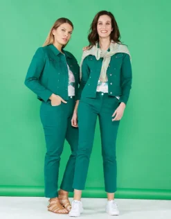 Clearance Jean ajusté coton vert Jeans|Ajustés
