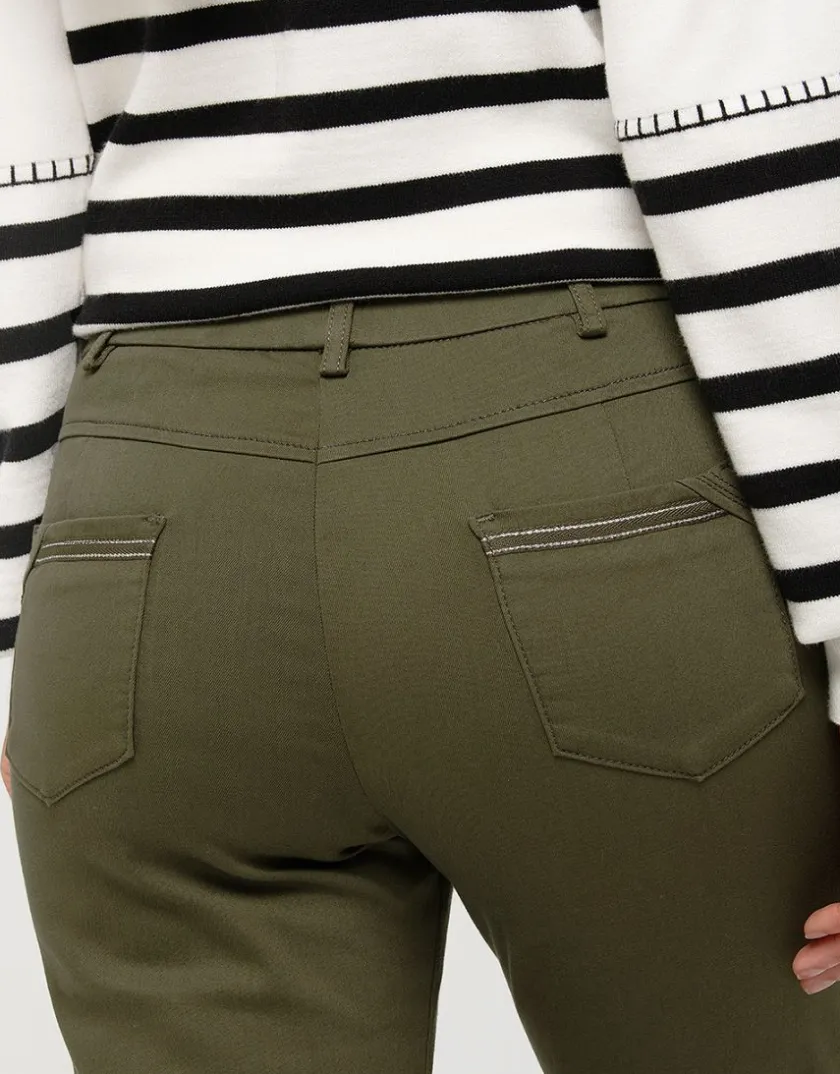 Fashion Jegging 7/8e vert kaki Ajustés|Pantalons