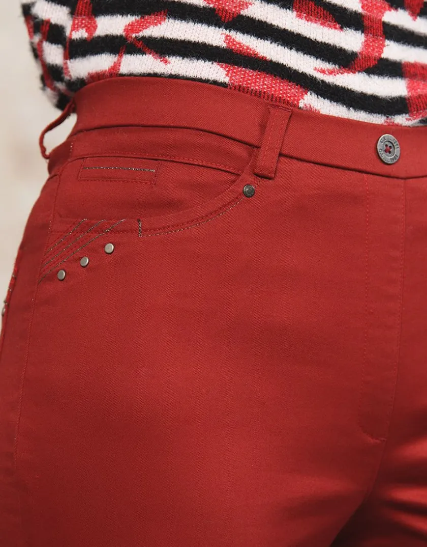 New Jegging rouge coton Ajustés|Pantalons
