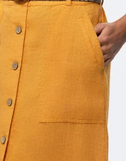 Fashion jupe midi lin ocre Jupes|Robes & Jupes