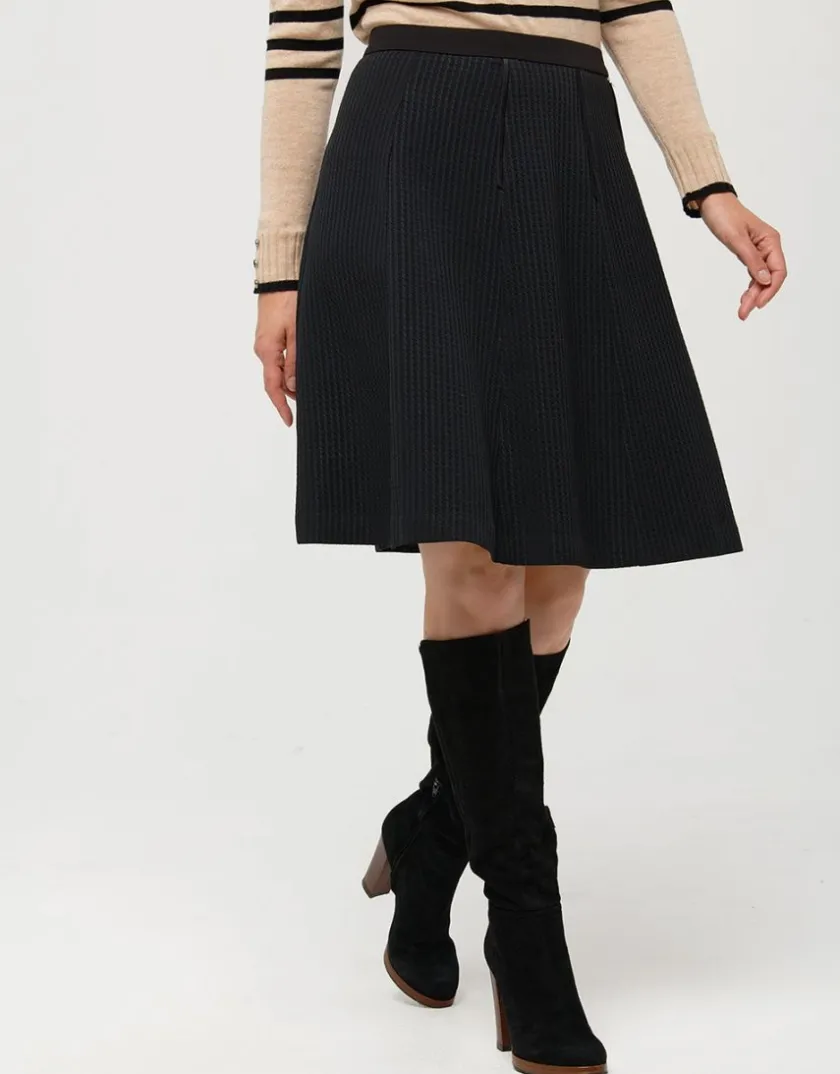 Discount Jupe noire évasée gaufrée Jupes|Robes & Jupes