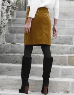 Hot Jupe ocre en velours Jupes|Robes & Jupes