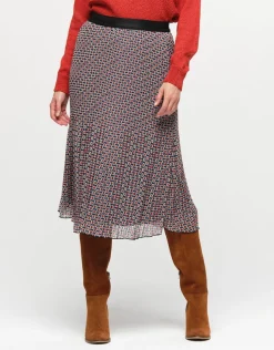 Outlet Jupe plissée bleu rouge Jupes|Robes & Jupes