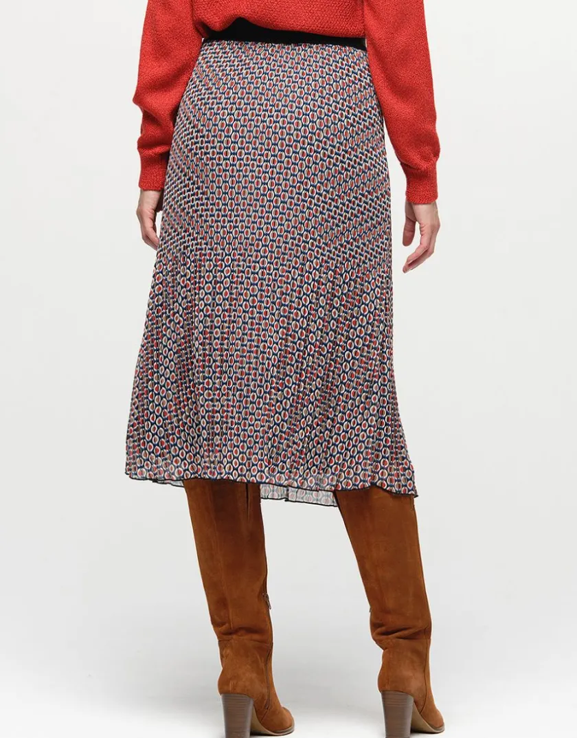 Outlet Jupe plissée bleu rouge Jupes|Robes & Jupes