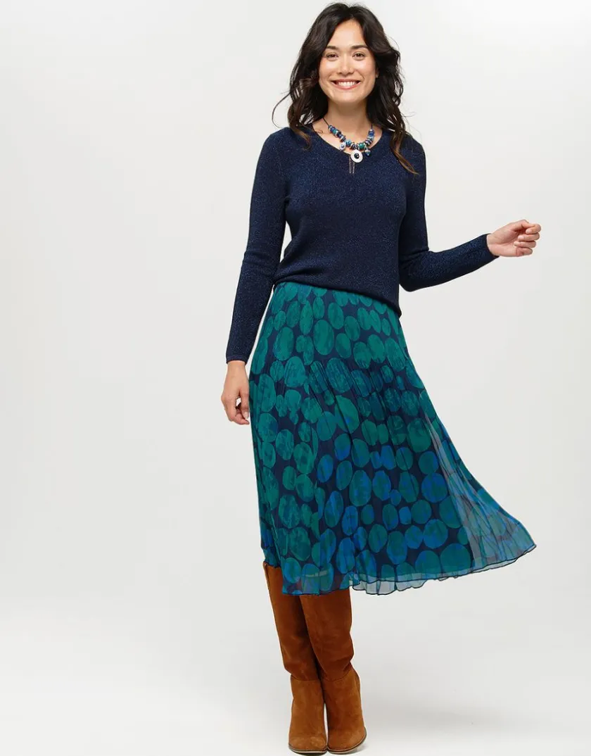 Online Jupe plissée imprimé vert Jupes|Robes & Jupes