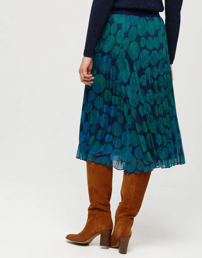 Online Jupe plissée imprimé vert Jupes|Robes & Jupes