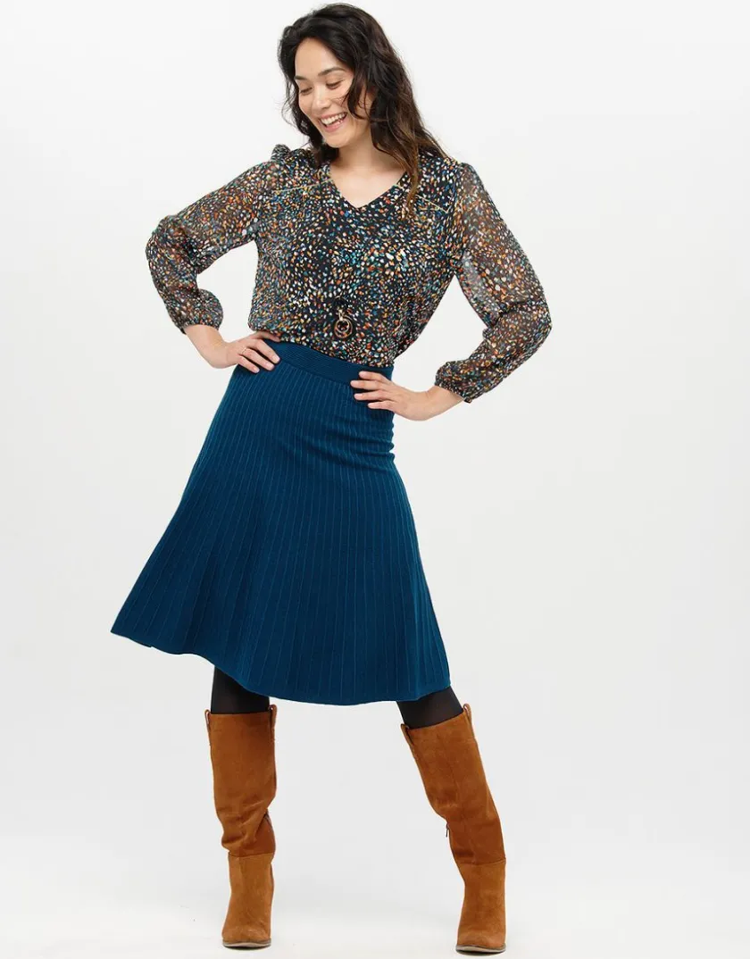 Discount Jupe plissée maille bleue Jupes|Robes & Jupes