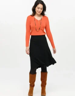 Outlet Jupe plissée maille noire Jupes|Robes & Jupes