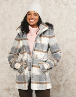 Clearance Manteau long à carreaux Manteaux|Parkas