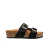 Sale Mule compensée cuir noir GEOX Sandales