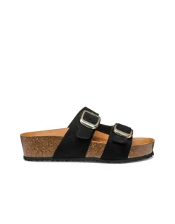 Sale Mule compensée cuir noir GEOX Sandales