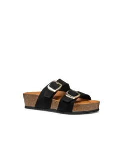 Sale Mule compensée cuir noir GEOX Sandales