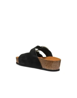 Sale Mule compensée cuir noir GEOX Sandales