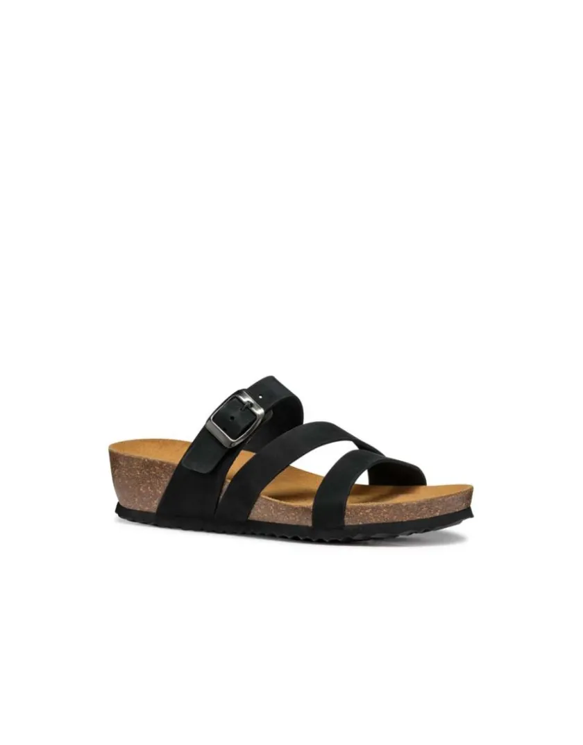 Fashion Mules hautes cuir noir GEOX Sandales