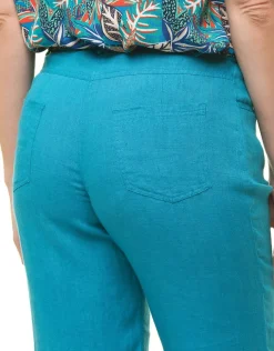 Clearance Pantacourt 100% lin bleu Pantacourts