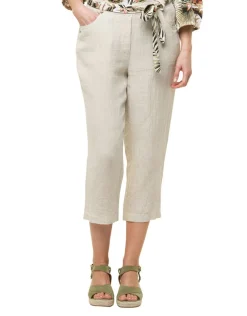 Best Pantacourt beige 100% lin Pantacourts|Pantalons
