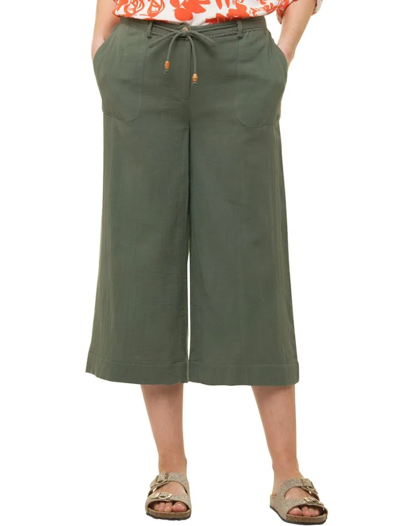 Clearance Pantacourt coton kaki Pantacourts