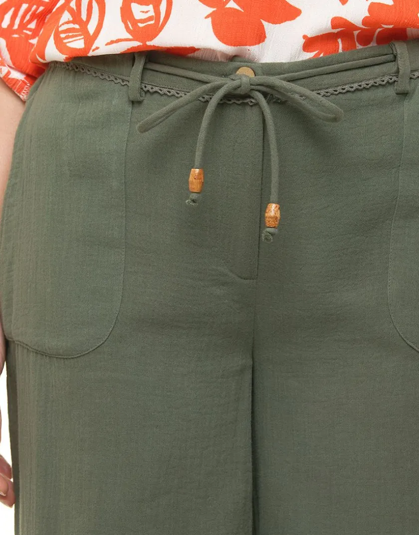Clearance Pantacourt coton kaki Pantacourts