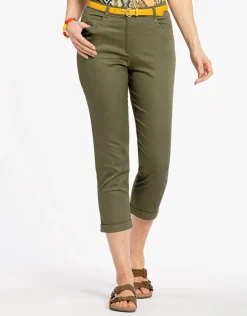 Sale Pantacourt stretch kaki Pantacourts|Pantalons