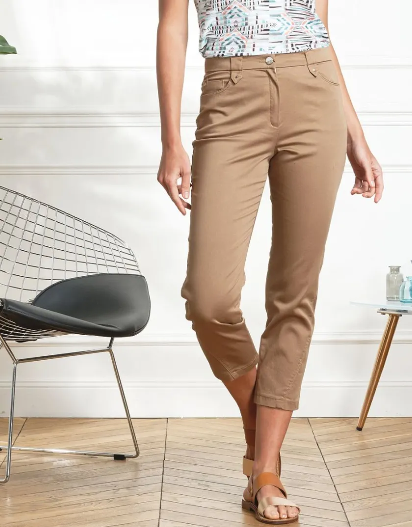 Outlet Pantacourt stretch marron Pantacourts